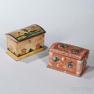 Two Paint-decorated Trinket Boxes