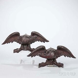 Pair of Carved Eagle Wall Plaques