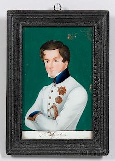 Small Reverse-painting on Glass of Napoleon