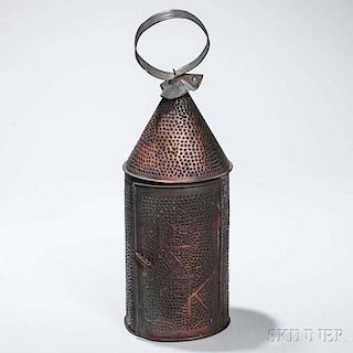 Phi Sigma Kappa Fraternity Punched Sheet Copper Candle Lantern