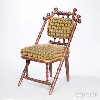 Turned and Upholstered Walnut Chair