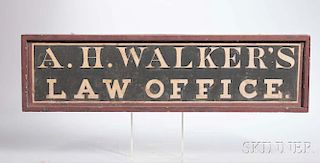 Painted and Gilt "A.H. WALKER'S LAW OFFICE" Trade Sign