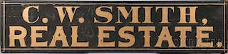 Large Black-painted and Gilt-lettered "C.W. SMITH, REAL ESTATE." Sign