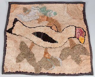 Hooked Rug with Bird