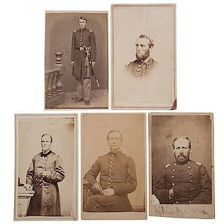 15th Maine Officers, Five CDVs Including Col. Dyer 