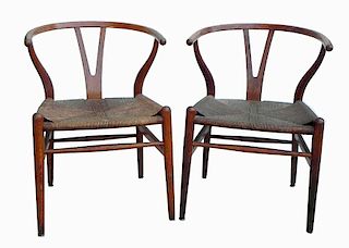 Pair of mid-century modern Danish Wishbone Chairs