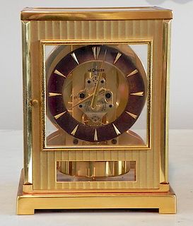 Jaeger Le Coultre Brass and Crystal mid-20th century Atmos Tuxedo Clock