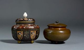 Fine Japanese Meiji cloisonné oval covered jar