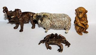 Lot of 4 cold painted bronze animals