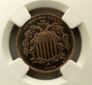 1882 SHIELD-NICKEL (1 PROOF RARE COIN KNOWN) GRADE PF-65