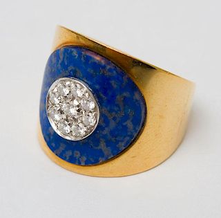 GOLD, SODALITE AND DIAMOND RING