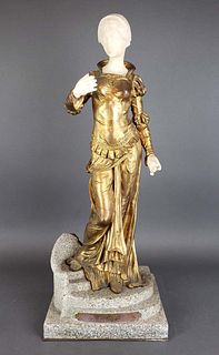 Large Argentinian Bronze and Marble Figure Signed