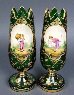 Pair of 19th C. Bohemian Vases