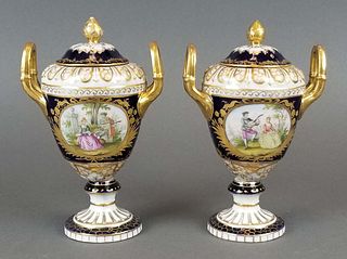Pair of Royal Vienna Vases, 19th C.