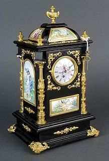 19th C. Large Austrian Viennese Enamel Clock