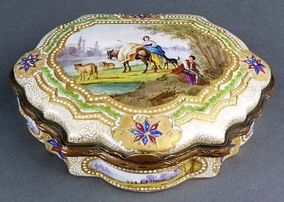 19th C. Sevres Handpainted and Jewelled Jewelry Box