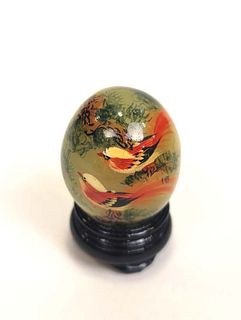 Chinese Chinoiserie Enamelware Egg With Stand