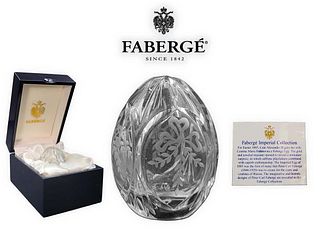 Numbered Faberge Clear Glass Crystal Cut Egg