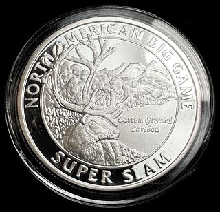 North American Big Game Super Slam "Barren Ground Caribou" Proof 1 ozt .999 Fine Silver