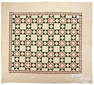 Sunburst variant patchwork quilt, late 19th c.