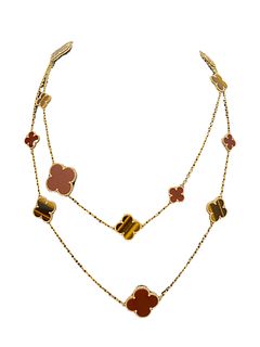 Van Cleef & Arpels Magic Alhambra long necklace 18K Yellow Gold Carnelian 16 motif