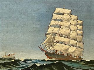 STEAM SHIPS SAILING OIL PAINTING