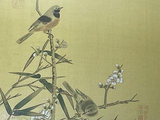 TWO WILD BIRDS WITH PLUM BLOSSOMS
