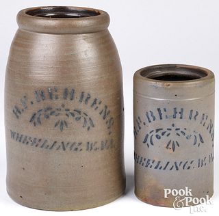 West Virginia stoneware wax sealer merchant jars