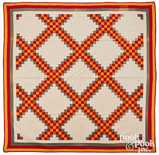 Bold Irish chain patchwork quilt, early 20th c.