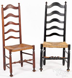 Two Delaware Valley ladderback side chairs