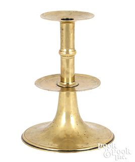 Large English brass trumpet candlestick