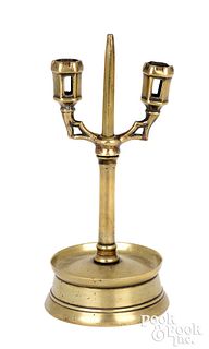 North West Europe brass double socket candlestick