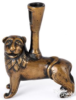 North West Europe brass lion candlestick