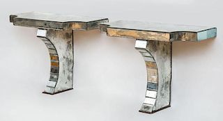 SERGE ROCHE (ATTRIBUTION), PAIR OF MIRROR CONSOLE TABLES