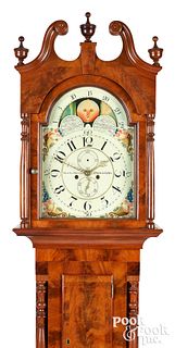 Philadelphia Sheraton mahogany tall case clock