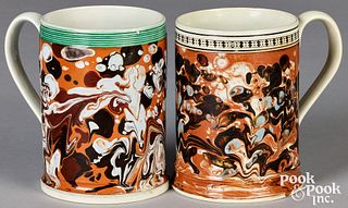 Two Mocha marbleized mugs, 19th c.