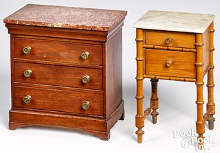 Miniature marble top dresser and stand