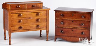 Two miniature mahogany dressers, 19th c.