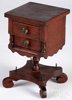 Miniature cherry end table spool holder, 19th c.