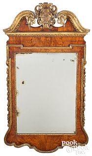 Walnut veneer and giltwood Constitution mirror