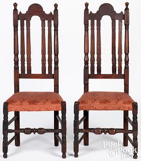 Pair of New England William and Mary dining chairs