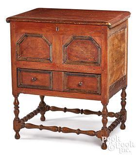 William and Mary oak and pine chest on frame