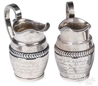 Pair of Boston, Massachusetts coin silver trophies