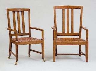GORDON RUSSELL, TWO COTSWALD SCHOOL ENGLISH ARMCHAIRS