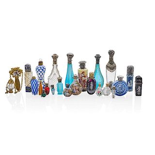 COLLECTION OF PERFUME FLACONS INCLUDES MINIATURES