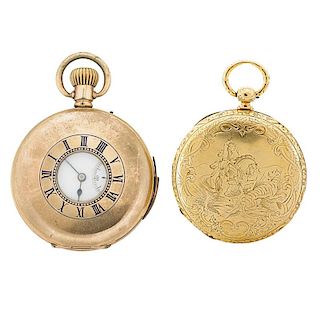 TWO GOOD SWISS POCKET WATCHES, AS FOUND