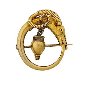 ARCHAEOLOGICAL REVIVAL GOLD BROOCH BY CASTELLANI