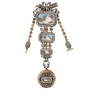 FRENCH GILT SILVER LOUIS XVI STYLE CHATELAINE WATCH