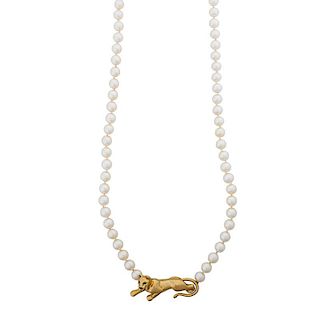 CARTIER “PANTHERE” GEM –SET YELLOW GOLD & PEARL NECKLACE