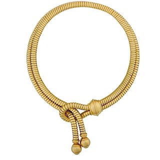 18K GOLD GASPIPE NECKLACE BY UGO PICCINI/WEINGRILL